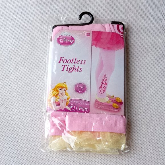 Girls Disney Princess Footless Tights, Small 4-6, One Pair Costume Pink Tights - Picture 4 of 4